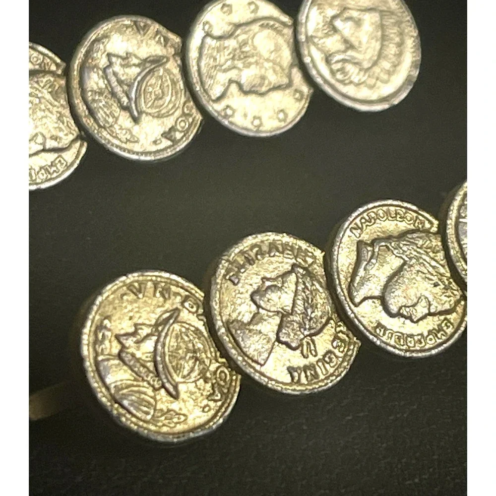 Vintage Coin Hair Clips Bobby Pin Set‎ of 2 Gold Tone Medallion Roman Jewelry